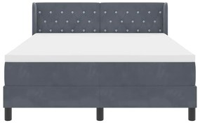 Cama Box Spring vidaXL com Colchão Cinza Escuro 140x200 cm Veludo