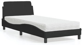 vidaXL Cama com colchão 90x200 cm veludo preto
