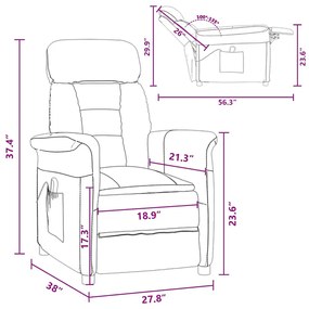 Cadeira de Massagem vidaXL Cinza Claro em Tecido Microfibra