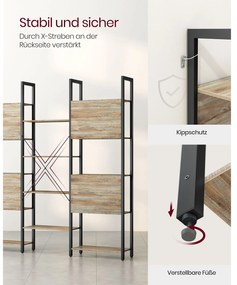 Estante com 14 prateleiras 24 x 158 x 166 cm cor de carvalho com veios azuis-preto