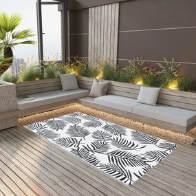 Tapete de exterior 80x150 cm ARAKIL PP branco e preto