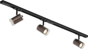 Modern railsysteem zwart met 3 spots donker brons 1-fase - Iconic Lloyd