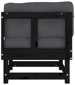 Sofás de canto com almofadões 2 pcs pinho maciço preto