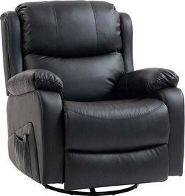 HOMCOM Poltrona Relax Reclinável com 8 Pontos de Massagem, Aquecedora e Apoia-pés, 87x97X100 cm, Preto | Aosom Portugal
