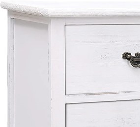 Móvel de TV 108x30x40 cm madeira paulownia maciça branco antigo