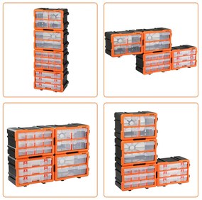 Organizador de ferramentas para casa e garagem 29,5 x 19,5 x 16 cm Laranja + Cinzento