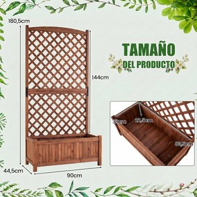 Floreira com treliça em madeira maciça de abeto 90 x 44,5 x 180,5 cm, com celosía e orifícios de drenagem para plantas trepadeiras – Jardim, Pátio, Va