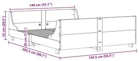 Estrutura de cama com cabeceira 140x200 cm pinho maciço