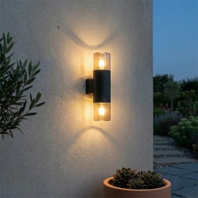 Candeeiro de parede exterior moderno preto 2-luzes IP44 - Odense