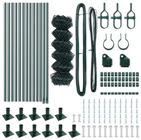 Conjunto de Postes de Cerca Prateado 25 x 0.4 m Aço Galvanizado