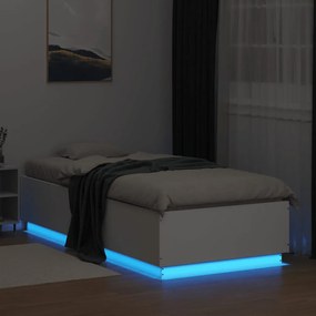 Estrutura cama c/ luzes LED 100x200 cm derivados madeira branco