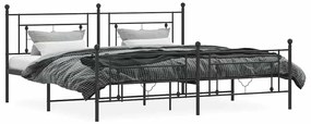 Estrutura de cama com cabeceira e pés 193x203 cm metal preto