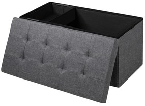 Banco dobrável com espaço para arrumação 80 cm x 40,5 cm x 40,5 cm com assento acolchoado cinza escuro