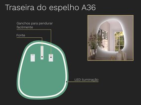 Espelho LED orgânico com iluminação A36 66×76