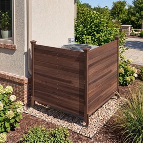 Conjunto de 2 Painéis de Privacidade para o Exterior  119 x 119 cm com Estacas Metálicas para Ar Condicionado, Caixote do Lixo de Jardim, castanho