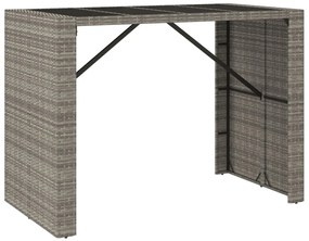 7 pcs conjunto de bar p/ jardim c/ almofadões vime PE cinzento