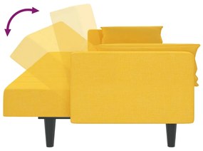 Sofá-cama 2 lugares com duas almofadas tecido amarelo