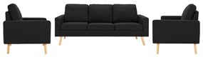 vidaXL 3 pcs conjunto de sofás tecido preto