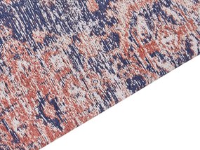 Tapete em algodão azul e vermelho 80 x 300 cm KURIN Beliani