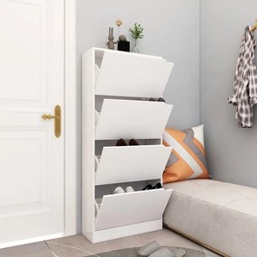 vidaXL Armário p/ sapatos c/ 4 portas contraplacado 59x24x136cm branco