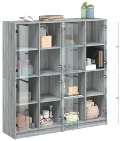 Estante c/ portas 136x37x142 cm derivados madeira cinza sonoma