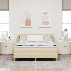 Cama Box Spring vidaXL com Colchão em Creme, 140x200 cm de Tecido