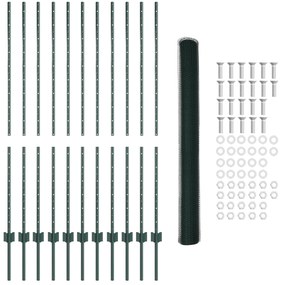 Postes de Cerca 11 pcs U-Channel Verde 140 cm Aço