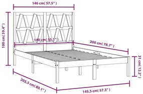 Estrutura de cama 140x200 cm pinho maciço