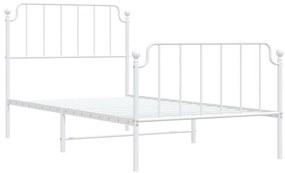 Estrutura de cama com cabeceira e pés 100x190 cm metal branco