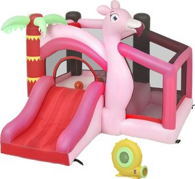AIYAPLAY Castelo Insuflável para Crianças com Insuflador Escorrega Cama Elástica Piscina de Bolas Cesto de Basquetebol 255x230x196 cm | Aosom Portugal