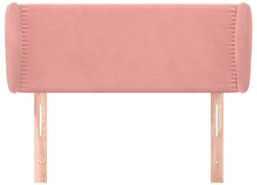 Cabeceira de cama c/ abas veludo 83x23x78/88 cm rosa