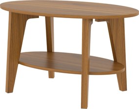 HOMCOM Mesa de Centro Oval de 2 Níveis, Mesa de Sala Moderna com Prateleira Inferior Aberta, 80 x 50 x 45 cm, Carvalho | Aosom Portugal