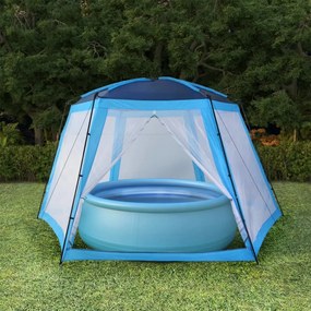 Tenda para piscina 660x580x250 cm tecido azul