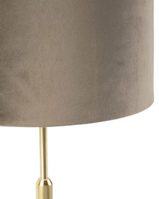 LED Candeeiro de mesa inteligente dourado com cúpula em veludo castanho 25 cm incl. Wifi A60 - Parte Country / Rústico