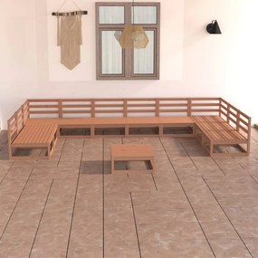 11 pcs conjunto lounge de jardim pinho maciço