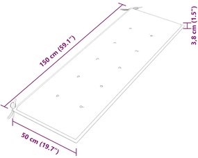 Banco Batavia c/ almofadão cinza-acastanhado 150 cm teca maciça