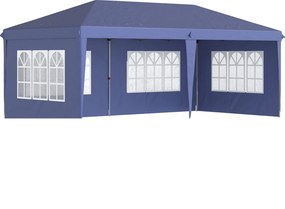Outsunny Tenda Dobrável 6x3 m Tenda de Jardim para Festas e Eventos com 4 Paredes Laterais Amovíveis 4 Janelas e Bolsa de Transporte Azul | AOSOM Portugal