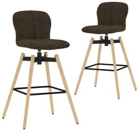 vidaXL Cadeiras de bar giratórias 2 pcs tecido castanho