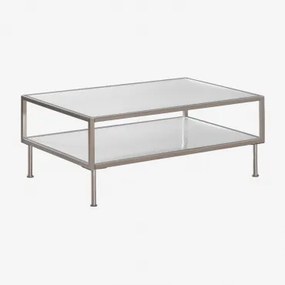 Rectangular Coffee Table 90x60 Cm In Steel And Glass Paoline Cinzento Escovado - Sklum