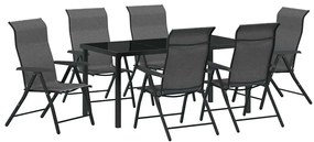 Conjunto de Jantar de Jardim com 7 Peças em Rattan e Poliéster Cinza