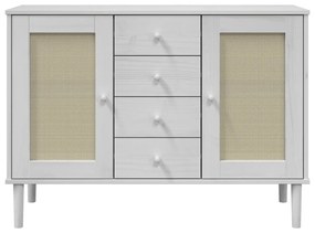Aparador SENJA aspeto de vime 112x40x80 cm pinho maciço branco