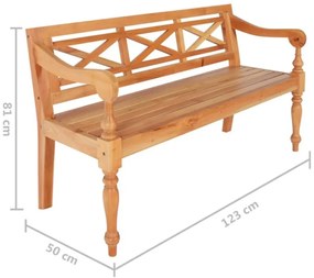 Banco Batávia 123 cm madeira de mogno maciça castanho-claro