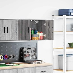 vidaXL Armário de parede de garagem cinza Sonoma madeira engenheirada