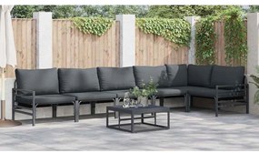 Conjunto de Sofá de Jardim 7 pcs Cinzento-escuro Aço
