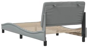Estrutura de cama sem colchão 100x200 cm tecido cinzento-claro