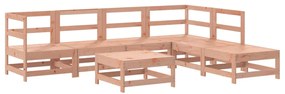 7 pcs conj. lounge jardim com almofadões madeira douglas maciça