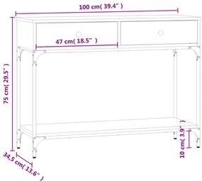 Mesa consola 100x34,5x75 cm derivados de madeira preto