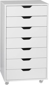 Armário de escritório com rodas, com 7 gavetas organizadoras 47,5 x 39,5 x 90 cm branco