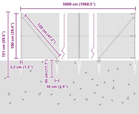 Cerca de Arame Soldado com 13 Estacas de Espeto 1x50 m Aço Galvanizado