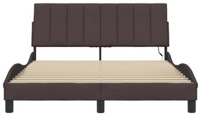 Estrutura de cama sem colchão 140x190 cm tecido castanho-escuro